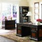 Two-Tone Brown Massive Classic Office Desk W/Carving Details