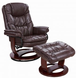 Savuage Brown Bonded Leather Modern Recliner Chair w/Ottoman