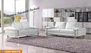 White Fabric Modern Sofa & Loveseat Set w/Optional Chair