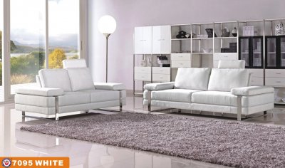 White Fabric Modern 7095 Sofa w/Optional Loveseat & Chair