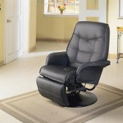 Black Leatherette Cushion Contemporary Swivel Recliner