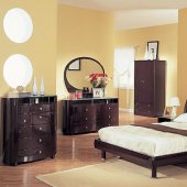 Wenge High Gloss Finish Contemporary Bedroom Set