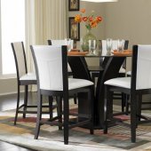 Espresso Finish Glass Top Modern Counter Height Dining Table
