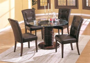 Mahogany Finish Modern Dinette Set With Beveled Round Glass Top [AMDS-137-7205]