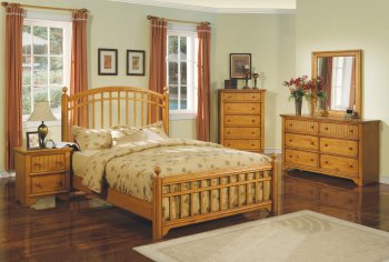 Honey Finish 5Pc Modern Bedroom Set w/Queen or King Bed [WDBS-1162]