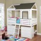 Farem CM7137 Twin Size Youth House Bed in White & Grey w/Options