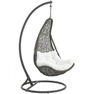 Abate Outdoor Patio Swing Chair in Gray & White by Modway