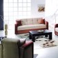 Beige & Brown Contemporary Living Room w/Fold-Down Sleeper Sofa
