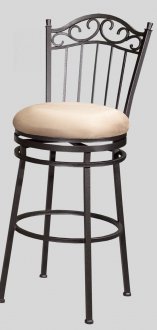 Taupe Finish Traditional Set of 2 Swivel Barstools w/Suede Seat