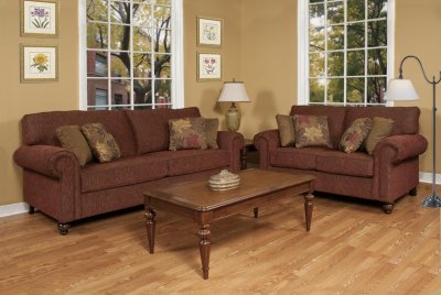 Brown Fabric Modern Elegant Sofa & Loveseat Set w/Options