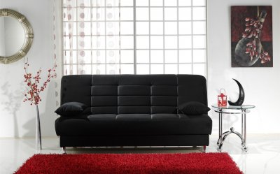 Vegas Rainbow Black Sofa Bed in Microfiber by Mondi