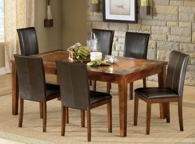 Brown Finish Modern Dining Table w/Optional Side Chairs