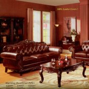 Chocolate Full Leather Classic Sofa & Loveseat Set w/Options