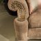 Tan Chenille Traditional Sofa & Loveseat Set w/Hand Carvings