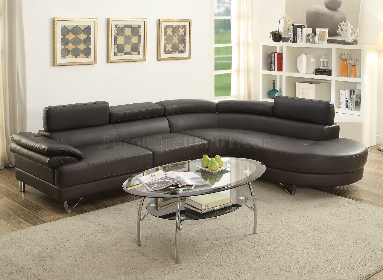 F6969 Sectional Sofa in Espresso Faux Leather by Boss