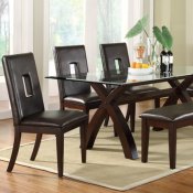 Dark Brown Finish Modern Dining Table w/Glass Top & Options