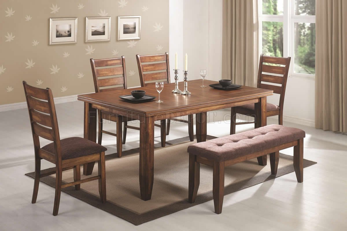 7PC DINING TABLE  CHAIRS SET ANTIQUE OAK FINISH