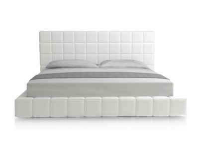 Leather Beds Furniture on Bonded Leather Modern Bed W Oversized Headboard At Furniture Depot