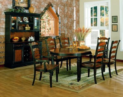 Two-Toned Dining Room Furniture W/ Choice of Round or Oval Table