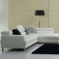 White Leather Modern Sectional Sofa w/Adjustable Headrests