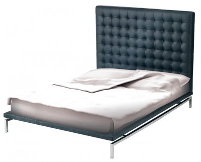 Black or White Nauga Modern Platform Bed w/High Back