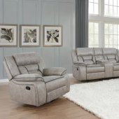 Greer Motion Sofa 651351 Taupe Leatherette by Coaster w/Options