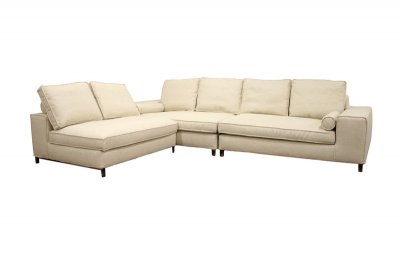 Cream Twill Fabric Modern 3PC Modular Sectional Sofa