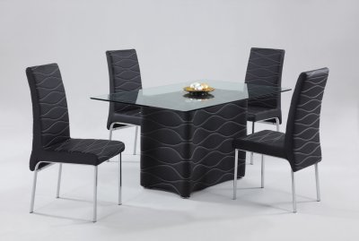 Black Dining Room Sets on Black Modern Dining Room Glass Top Table W Optional Chairs At
