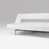 Wing Sofa Bed in White Leatherette by Innovation w/Steel Legs