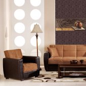 Brown Microfiber Elegant Living Room w/Sleeper Sofa And Storage