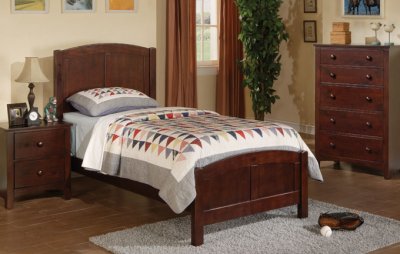 Twin Size Mattress Dimensions on Dark Cherry Finish Kids Twin Size Bed W Optional Casegoods At