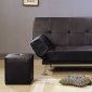 Black Leather Like Finish Contemporary Sofa Bed w/Chrome Legs