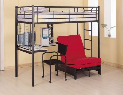 Bunk  Desk on Black Modern Bunk Bed W Desk  Chair And Futon Chair At Furniture Depot