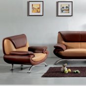 Brown and Tan Two-Tone Leather 7040 Sofa w/Options