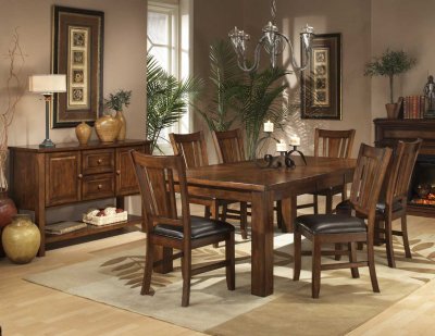  Dining Furniture on Dark Oak Finish Casual Dining Table W Optional Chairs At Furniture