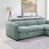 Zavala Sectional Sofa LV03190 in Light Green Chenille by Acme