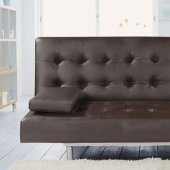 Brown Leatherette Modern Sofa Bed Convertible w/Tufted Seat
