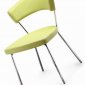 Set of 4 Green Bicast Modern Dining Chairs w/Chromed Frame