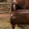 Cognac Brown Top Grain Leather Traditional Chair & Ottoman