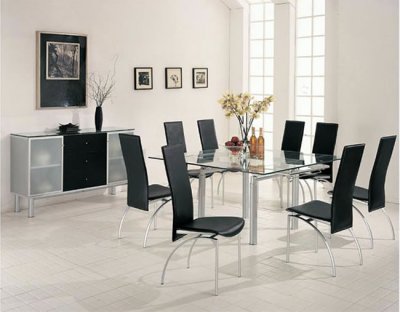 Classic Contemporary Furniture on Classic Silver Contemporary Dinette W Extendible Glass Top Table At
