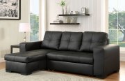 Denton CM6149BK-LTR Sectional Sofa in Black Leatherette