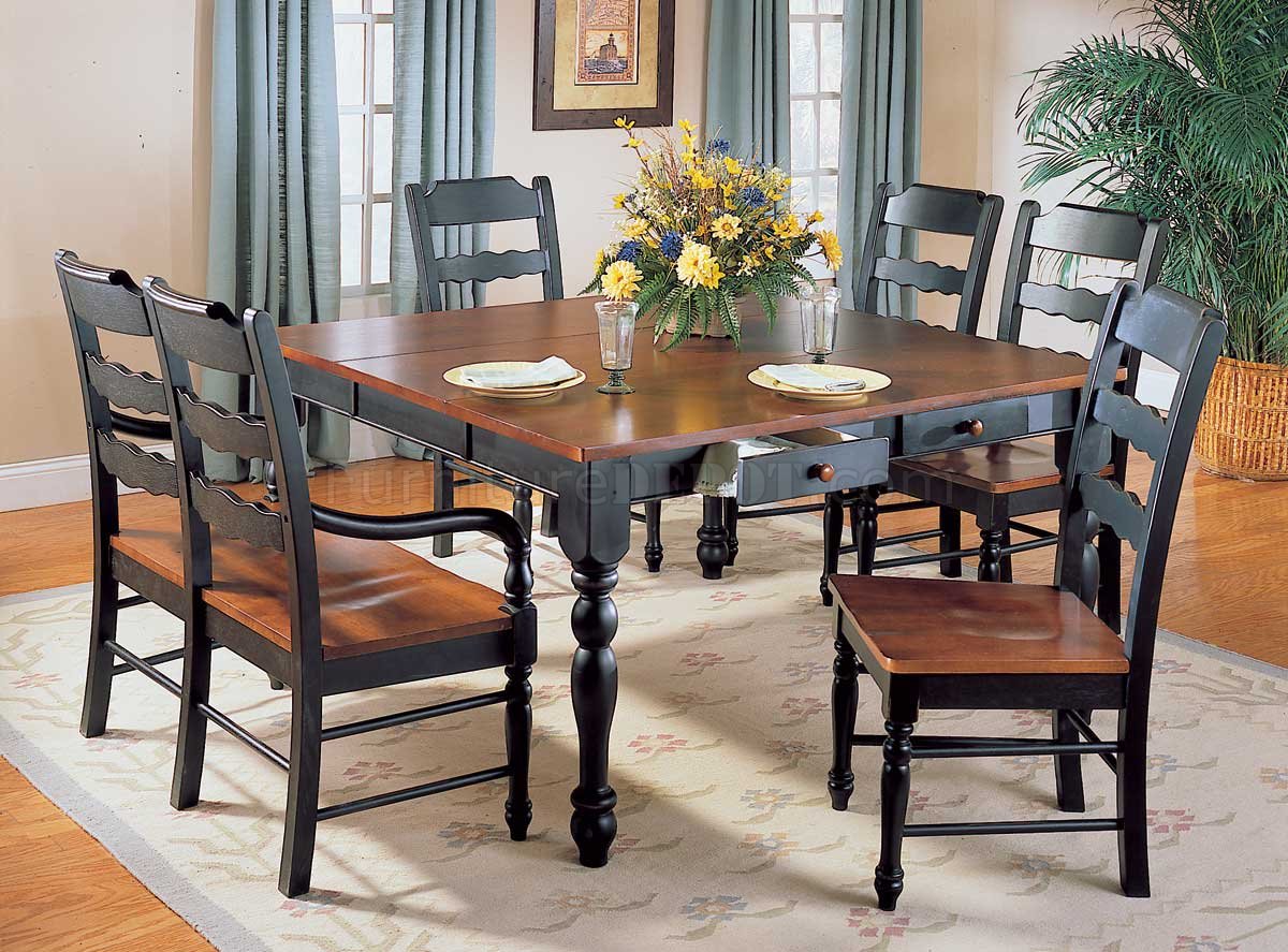 Hand-Distressed Black & Antique Cherry Dinette Table w/Options