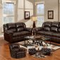 Brown Bonded Leather Modern Reclining Sofa & Loveseat Set