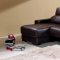 Brown Full Top Grain Leather Modern Sectional Sofa w/Sleeper