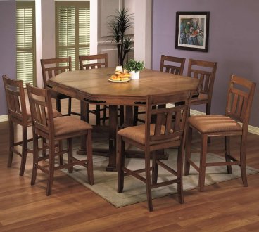 Medium Oak Finish Classic Counter Height Dining Set w/Options