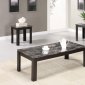 Marble-Like Top & Black Finish Modern 3Pc Coffee Table Set