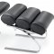 Black Leatherette Chaise w/Bolster Cushions & Steel Chrome Base