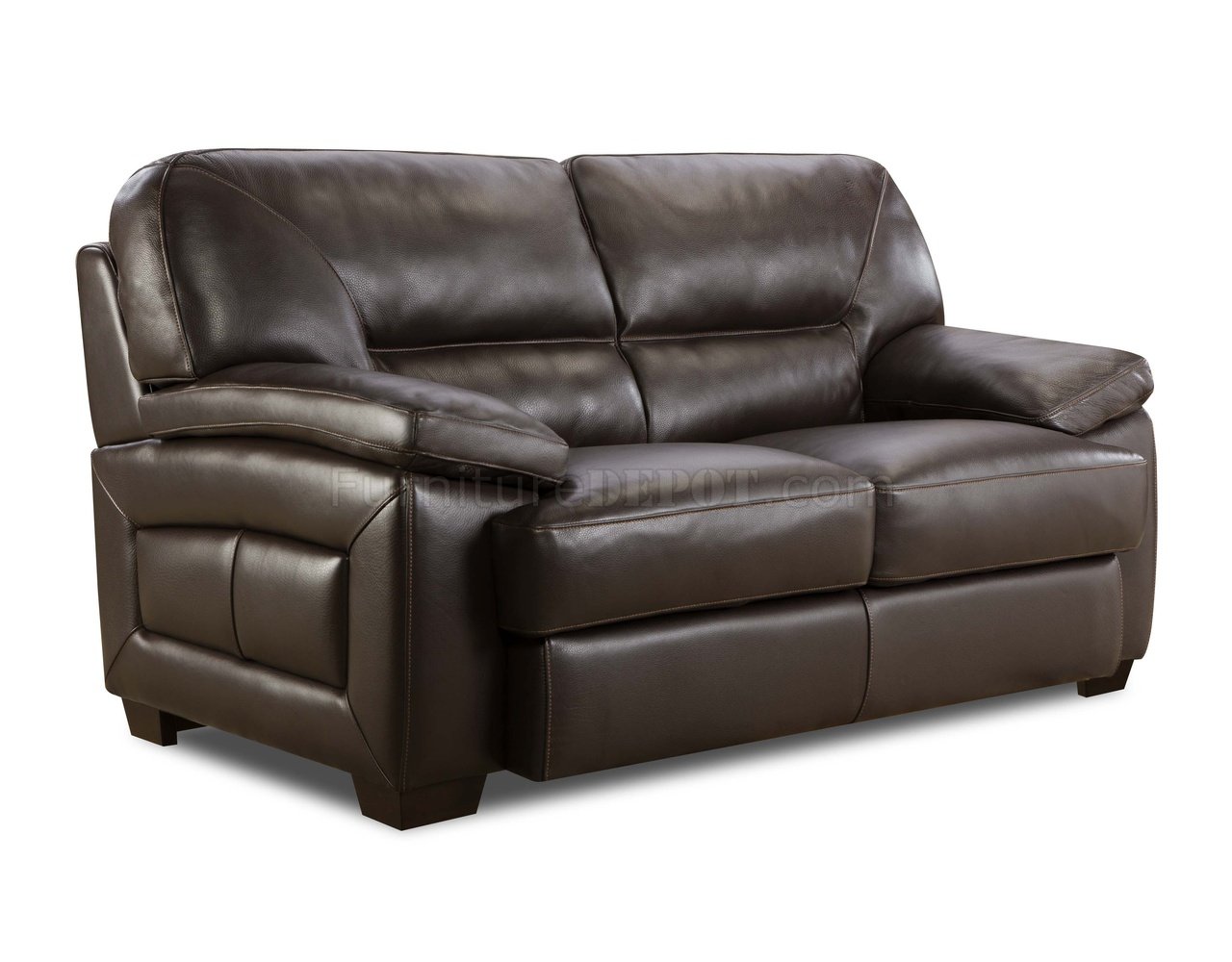 TruffleBrown Top Grain Leather Modern Sofa \u0026 Loveseat Set