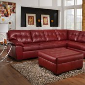 Red Bonded Leather Modern Sectional Sofa w/Optional Ottoman