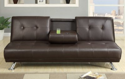 Modern Leather Beds on Espresso Finish Faux Leather Modern Sofa Bed W Cup Holders At
